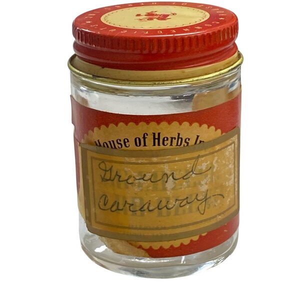 Vintage House Of Herbs Inc. Glass Jar With Red Tin Lid - Picture 1 of 6